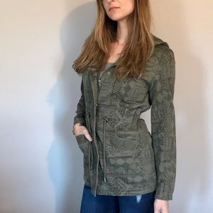 Camo/Tribal Army Green Hooded Jacket